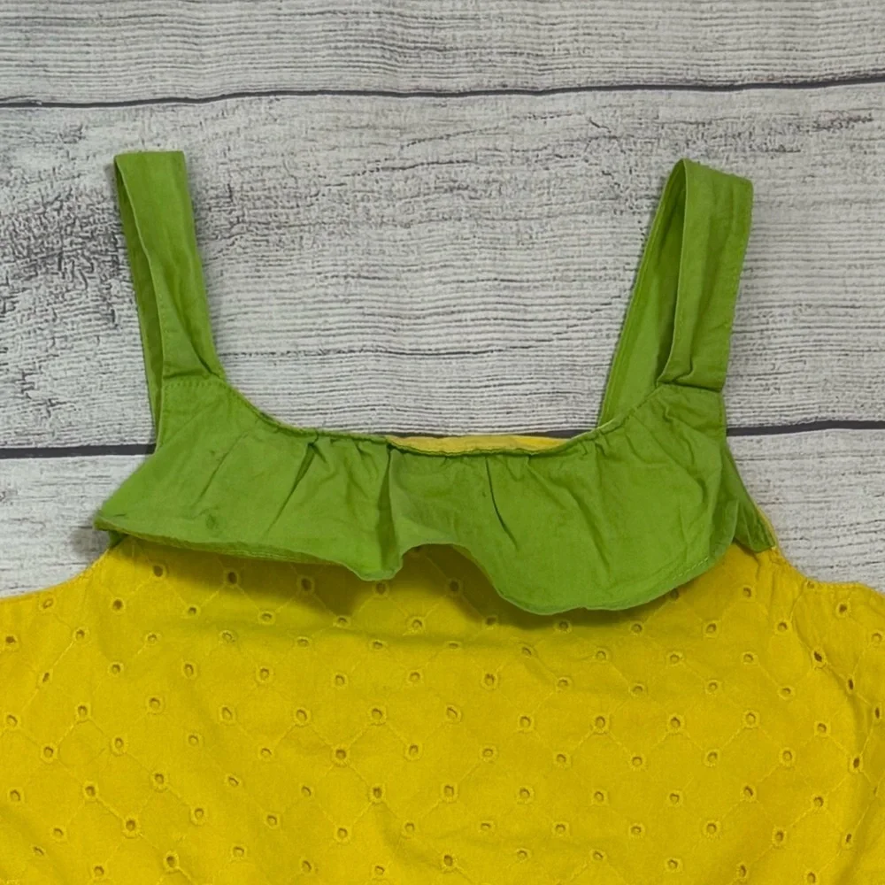 Gymboree Girls Yellow Eyelet Romper Size 8 Cotton Summer Outfit